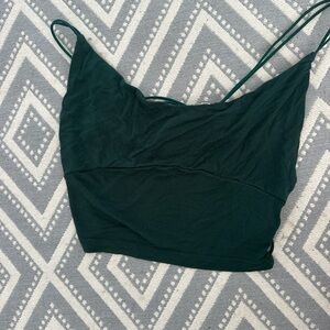 Dark Green Spaghetti Strap Crop Top